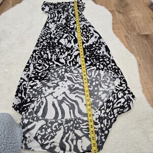 5th & Love High-Low Maxi Dress XL Black White Animal Print Strapless Ruffle